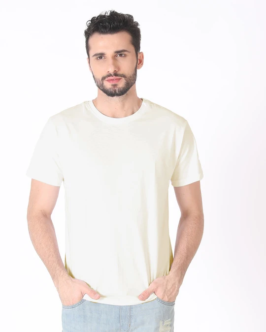 Trendy Off White Half Sleeve T-Shirt – Locolune